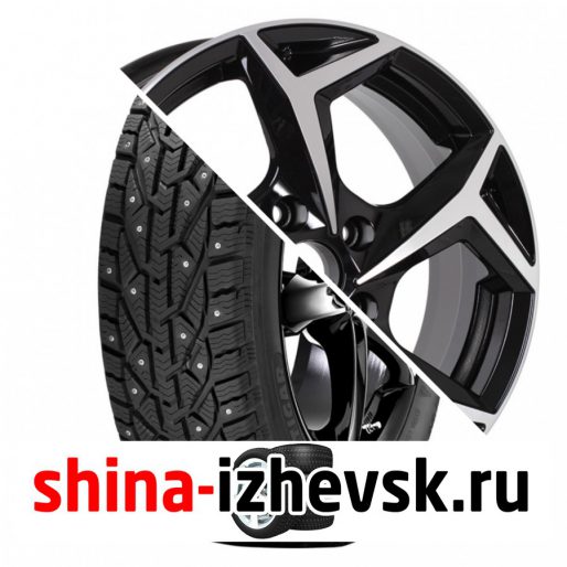 Колесо в сборе Tigar Ice 205/55 R16 T 94 + RST R066 6.5xR16 5×112 ET46 DIA57.1 Черный с алмазной проточкой в Ижевске
